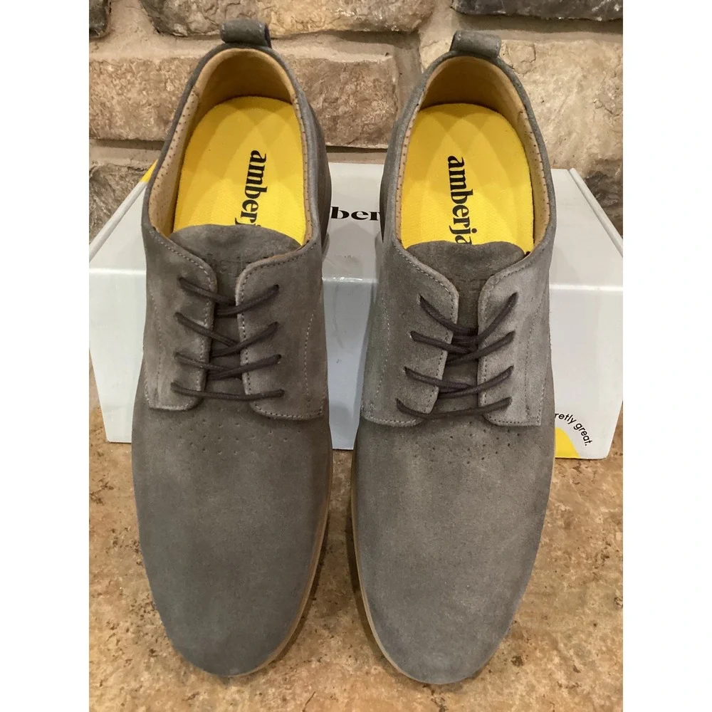Amberjack The Original Slate Grey Suede Derby Shoes Size 10 Wide Mens New